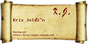 Krix Jolán névjegykártya