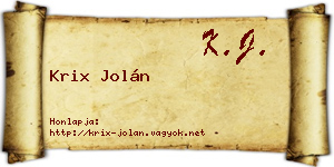Krix Jolán névjegykártya