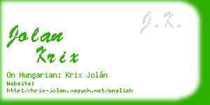 jolan krix business card
